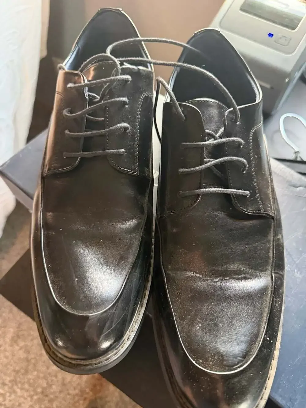 Bruno Marc Prime-1 Men's Black Leather Lace-Up Apron Toe Dress Shoes Size 13